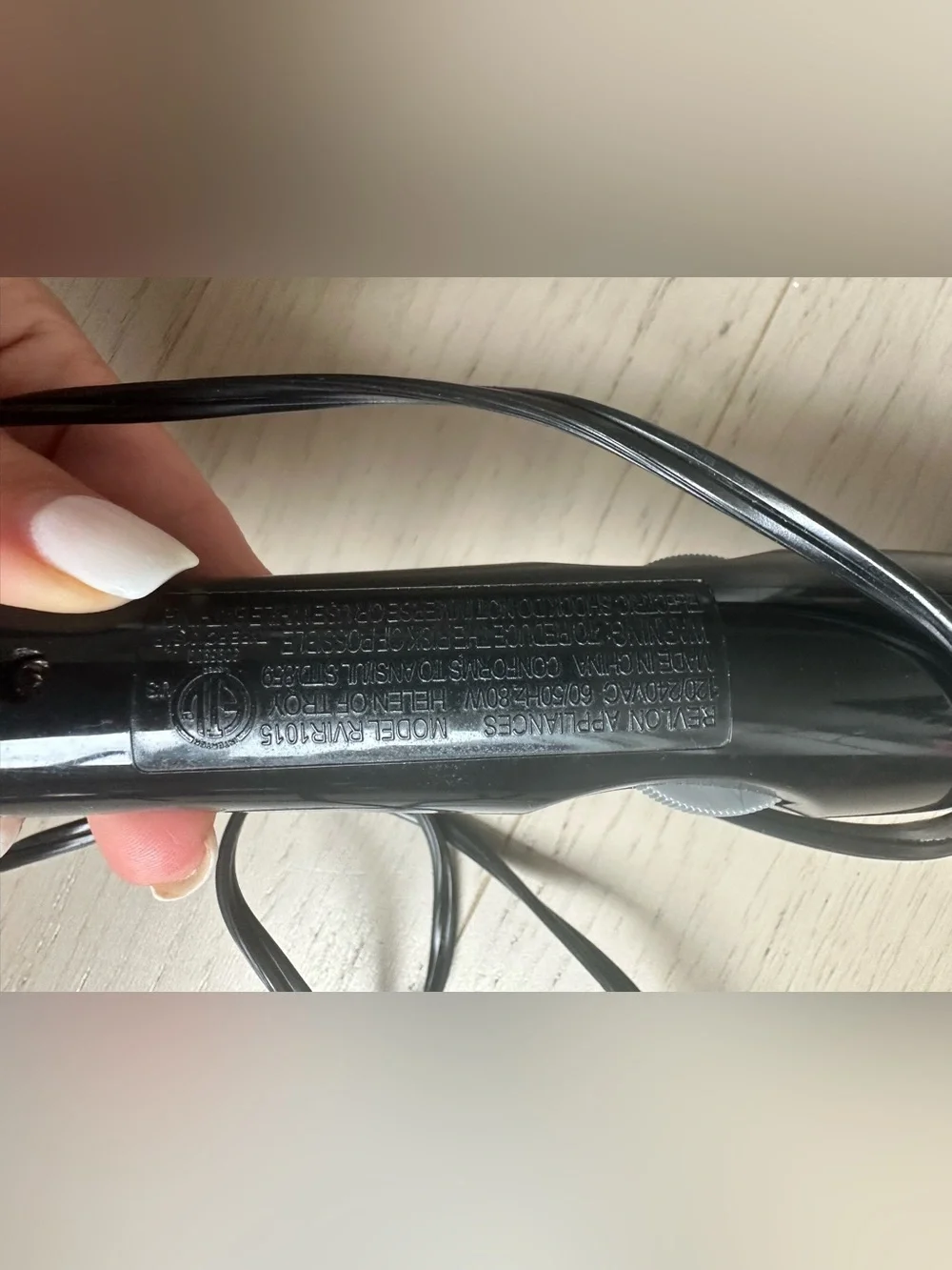 Silver Barrel Curling Iron with Black Handle